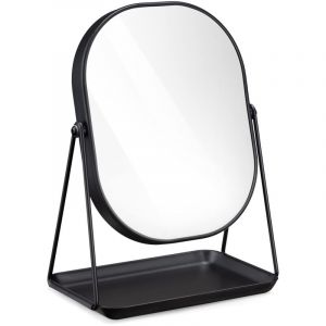 Miroir Cosm&eacute;tique avec Plateau - Miroir &agrave; Poser 18 x 22,6 cm pour Maquillage avec Plateau &agrave; Bijoux - pour Chambre Coiffeuse Salle de Bain, 2x