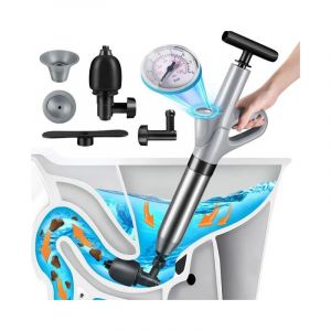 Ikodm - Déboucheur canalisation Pro - 3 Adaptateurs Inclus - Déboucheur à pompe - Evier - Toilette - Baignoire