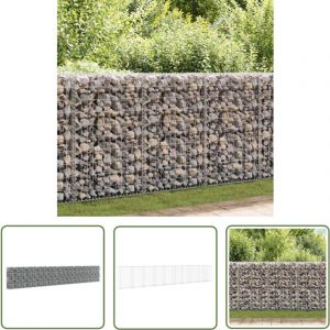 The Living Store Mur &agrave; gabion avec couvercles Acier galvanis&eacute; 600x30x100 cm - Mur En Gabion - Cloture Gabion - Panneau De Clore - D&eacute;coration Jardin