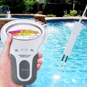 Testeur de qualit&eacute; d'eau piscine pH et teneur en Chlore &eacute;lectronique c&acirc;ble 13 cm