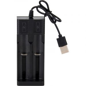 Chargeur Accu 18650, 2 Slots Chargeur Piles Rechargeable Li-ION 3,7V 18650 18490 18350 18500 17500 14500 20700 21700 26650 Batterie au Lithium (avec
