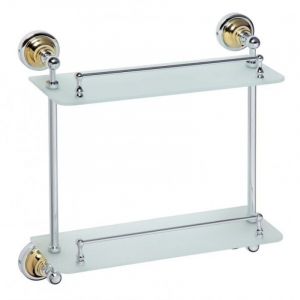 Bemeta - Etagère, tablette en verre double retro en chrome-or 40x42x12 cm