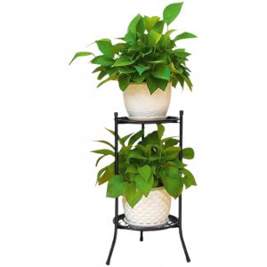 Jeffergarden Support de plante en Pot en fer robuste, support de Pot de fleur en m&eacute;tal &agrave; Double couche pour plantes d'int&eacute;rieur et d'ext&eacute;rieur