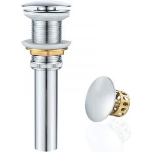 Bonde de lavabo sans trop-plein, pour vasque, meuble-lavabo, bouchon de vidange &agrave; clapet, chromage
