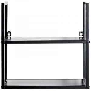 Pegane - Etag&egrave;re murale, meuble &eacute;tag&egrave;re murale en m&eacute;tal coloris noir -longueur 36 x profondeur 15 x hauteur 36 cm