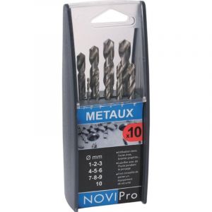 Novipro - coffret plastique - 10 m&egrave;ches hss pro - diam&egrave;tre 1 &agrave; 10mm 718f