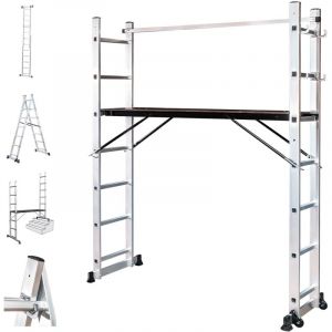 Echafaudage roulant SCAFFOLDAX2X7, échafaudage jardin et pliant multifonction 4 en 1, echelle 2 plans, H max Travail 4,74m, Garantie 5 ans, Hostrom