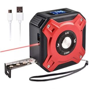 M&egrave;tre &agrave; Ruban num&eacute;rique, T&eacute;l&eacute;m&egrave;tre Laser num&eacute;rique 2 en 1 avec Affichage LCD & Verrouillage Automatique, 40 m&egrave;tre Laser Rechargeable & 5 m&egrave;tre &agrave;
