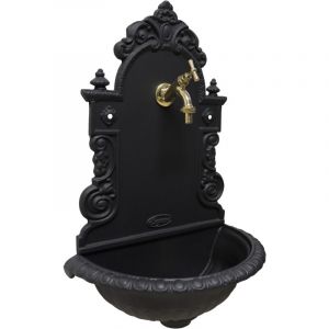 Fonderia Bongiovanni - Fontaine murale mod&egrave;le Pamplona pour jardin potager avec robinetterie en laiton finition au choix : poli