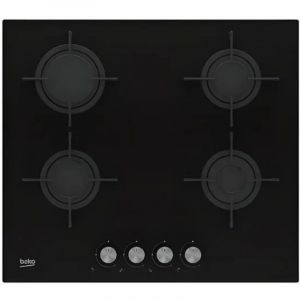 Beko HILG 64220 S plaques de cuisson Table de cuisson &agrave; gaz encastr&eacute;e noire - Table de cuisson (encastr&eacute;e, &agrave; gaz, en verre, noire, &eacute;maill&eacute;e,