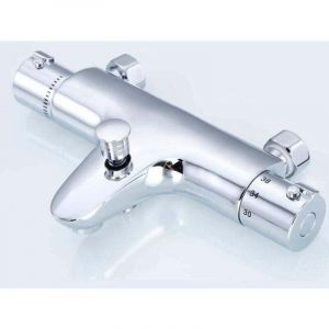 Mitigeur Baignoire Thermostatique, Robinet ,Mitigeur de Douche avec Contr&ocirc;le de La Temp&eacute;rature, Cuivre, Placage, Mont&eacute; sur Baignoire