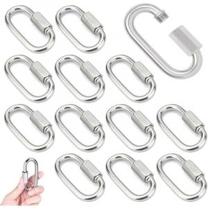 14 Pi&egrave;ces Mousqueton a Vis M4 Maillon Rapide en Acier Inoxydable 304 Mousqueton &agrave; Verrouillage avec Capuchon &agrave; Vis Mousqueton Fixe pour Connecter des
