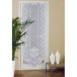 Rideau de Porte en Dentelle, 60cm x 180cm Rideaux en Voile de Fen&ecirc;tre Semi Transparents, Rideau Brod&eacute; pour D&eacute;coration Maison Salon, Chambre, Blanc