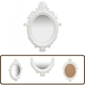 Miroir mural style ch&acirc;teau 56x76 cm Blanc - Miroir Mural - Miroir D&eacute;coratif - Miroir Baroque - Miroir Oval - Miroir Vintage