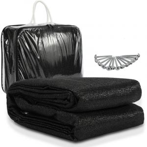 Wolketon Auvent tapis &eacute;tanche camping tapis tente sol ext&eacute;rieur tente b&acirc;che pique-nique couverture caravane 300x400CM, Noir