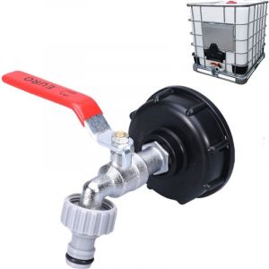 IBC Robinet Cuve 1000L Robinet Recuperateur Eau Pluie, Adaptateur R&eacute;servoir d'eau IBC 1/2" Double Robinet Recuperateur Eau De Pluie