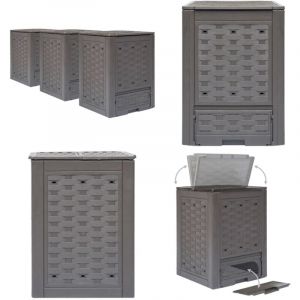 Composteurs de jardin 3 pcs 60x60x83 cm 900 L Plastique rotin - composteur de jardin - composteurs de jardin - Home & Living