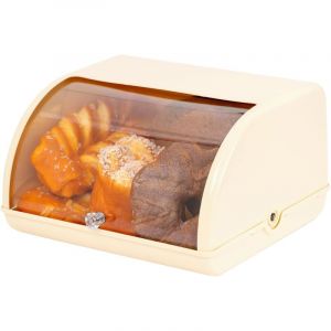 Bo&icirc;te &agrave; pain de comptoir en acrylique beige, id&eacute;ale pour ranger le pain maison, les biscuits, les bagels et les muffins. Elle est dot&eacute;e d'un