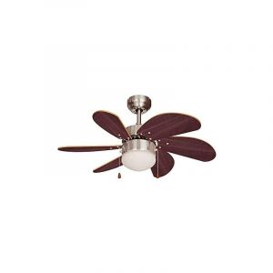 EDM - Ventilateur de plafond modèle aral finition satinée wenge/nickel puissance : 50w pales : ø76cm .