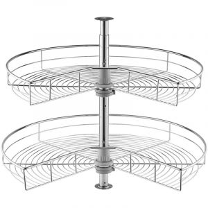 VEVOR Plateau Tournant pour Meuble deAngle 71 cm 2 Niveaux, Tourniquet de Cuisine Rotatif a 360&deg;, Etagere Pivotante pour Placard d&rsquo;Angle Reglable en