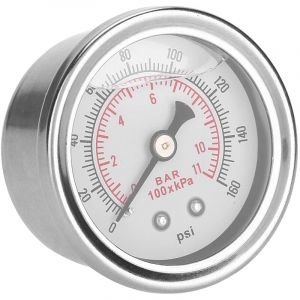 Manom&egrave;tre rempli de liquide de pression, 0-160 PSI/bar jauge de r&eacute;gulateur de pression de carburant de voiture compteur de carburant/huile de