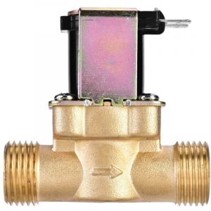&Eacute;lectrovanne &eacute;lectrique en laiton, 1/2 "&eacute;lectrovanne d'eau normalement ferm&eacute;e DC 24V, &eacute;lectrovanne magn&eacute;tique &eacute;lectrique pour le contr&ocirc;le de l'eau