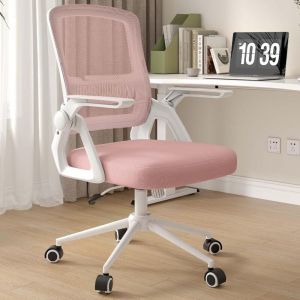 Wowttrelax - Chaise bureau accoudoir relevable, Pivotante Fauteuil pour Ordinateur, Fauteuil de Bureau en Maille Respirante avec Soutien Lombaire,