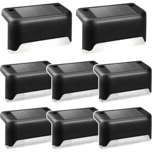 Lot de 8 lampes solaires étanches pour clôture, escaliers, clôture, cour, terrasse et chemin ,lumière blanche(noir)