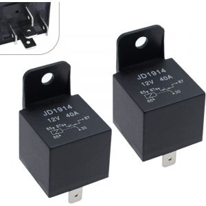 Lot de 2 relais automobiles 12 v 40 a 5 broches, bo&icirc;tier &eacute;tanche JD1914 et contact en alliage, relais inverseur enfichable no/nf avec poign&eacute;e en
