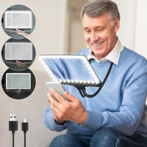 Loupe mains libres rechargeable avec lumi&egrave;re et support, loupe 1,8x pour porter le cou, loupe de Page de livre compl&egrave;te pour la lecture