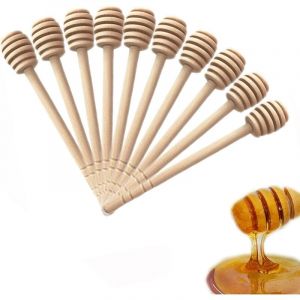 Cuill&egrave;re &agrave; Miel Long en Bois Bio Honey Dipper Cuill&egrave;re B&acirc;ton Pour de Miel Collecte de Confiture et la Distribution Portable (15cm) (50pcs)