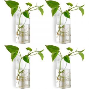 4 Pi&egrave;ces Cristal Verre Tenture Murale Fleur Vase Planteur Terrarium Conteneur Pot De Fleur