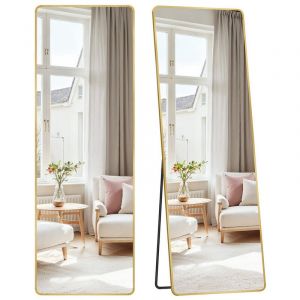 Songmics - Miroir Intégral, 160 x 50 cm, Miroir Rectangulaire sur Pied, Grand Miroir à Poser au Sol, Cadre en Alliage d'Aluminium, Verre Trempé, pour