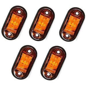 5 pcs Feux de Gabarit LED lat&eacute;ral Eclairage Feux Arri&egrave;re Avant LED Feu de Gabarit Position Lumi&egrave;re Orange Universel 12V 24V pour Remorque Voiture