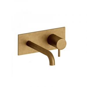 Cristina Ondyna - Mitigeur lavabo mural Vieux Bronze avec plaque bec 22.5 cm Triverde &ndash; TV25892