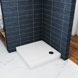 Ocean Sanitaire - Océan Receveur De Douche L.70 x l.70cm Bac à Douche Blanc Extra-plat Carré Avec Le Kit De Plinthe Et Pieds Et Bonde De Douche