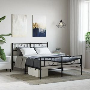 Maison Chic - Cadre de lit m&eacute;tal sans matelas-Structure de lit avec pied de lit noir 120x190cm 891653