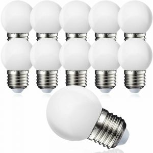 Ersandy - Lot de 10 globe led E27 G45 - Blanc chaud 3000 k - 5W G45 - Coque en polycarbonate mat - Intensité non variable [Classe énergétique g]