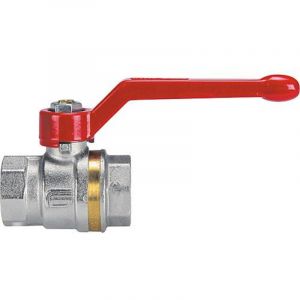 Robinet boisseau sphérique laiton bague ff poignée alu rouge 40x49 pn 40