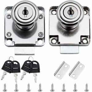 2 Packs Serrure De Tiroir De Bureau, Serrure De Meuble &Agrave; Cylindre Utilisation Pour Fermer Des Placards, Tiroir, Armoire Ect, &Eacute;pais Et Durable (20mm)