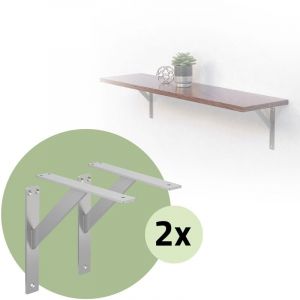 4 Pièces Support d'Étagère, 240 x 240 mm, Argent, en Aluminium, Robuste, Style Industriel, Support Mural pour Étagère Console Murale Projets de