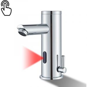 Mitigeur de Lavabo Infrarouge Automatique Chrome,Robinet de Salle Bain capteur Automatique à Infrarouge,Robinet Lavabo Infrarouge Touchless Pour