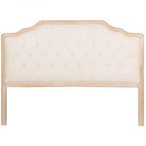 T&ecirc;te de lit capitonn&eacute;e en lin et bois d'h&eacute;v&eacute;a 160 x 4 x 120 cm