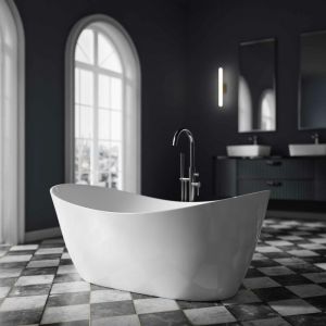 BERNSTEIN - Baignoire &icirc;lot SIENA 2.0 en acrylique blanc - 170 x 80 x 68 cm - robinetterie disponible en option Sans robinet mitigeur, Blanc brillant