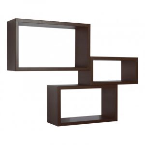 Ensemble de 3 &eacute;tag&egrave;res murales, biblioth&egrave;que flottante, &eacute;tag&egrave;re murale, weng&eacute;, 45 x 27 x 15,5 cm, 40 x 22 x 15,5 cm et 35 x 17 x 15,5 cm - Triptyque