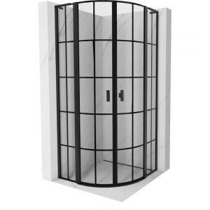 Mexen Mist L cabine de douche quart de cercle pivotante 100 x 100 cm, grille noire, noir - 8A32L-100-100-70-77