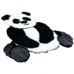 Tapis de panda de dessin anim&eacute; en fausse fourrure, coussin doux &agrave; poils longs, tapis soyeux &agrave; poils longs pour salon, chambre &agrave; coucher, baie vitr&eacute;e,