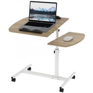 Table pour ordinateur à roulettes, Table de Lit, Bureau assis debout Haut Réglable, pour Ordinateur, Soins Médicaux, Café, 60x40x61.5-96.5cm, Couleur