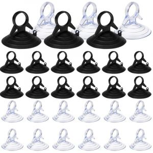 60 Pi&egrave;ces Ventouse pare Soleil, 45mm Ventouse Sans Crochets Ventouse, PVC Ventouses Mini Ventouse Transparente et Noire Ventouse, Ventouse pour