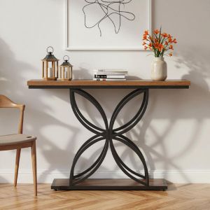 Table console 120 x 30 x 83 cm - Table de couloir avec pied design distinctif - en bois - pour salon, couloir - Marron